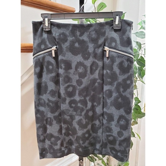 Michael Kors Womens Gray Leopard Print Polyester Side Zipper Pencil Skirt Size 6 - Picture 12 of 12
